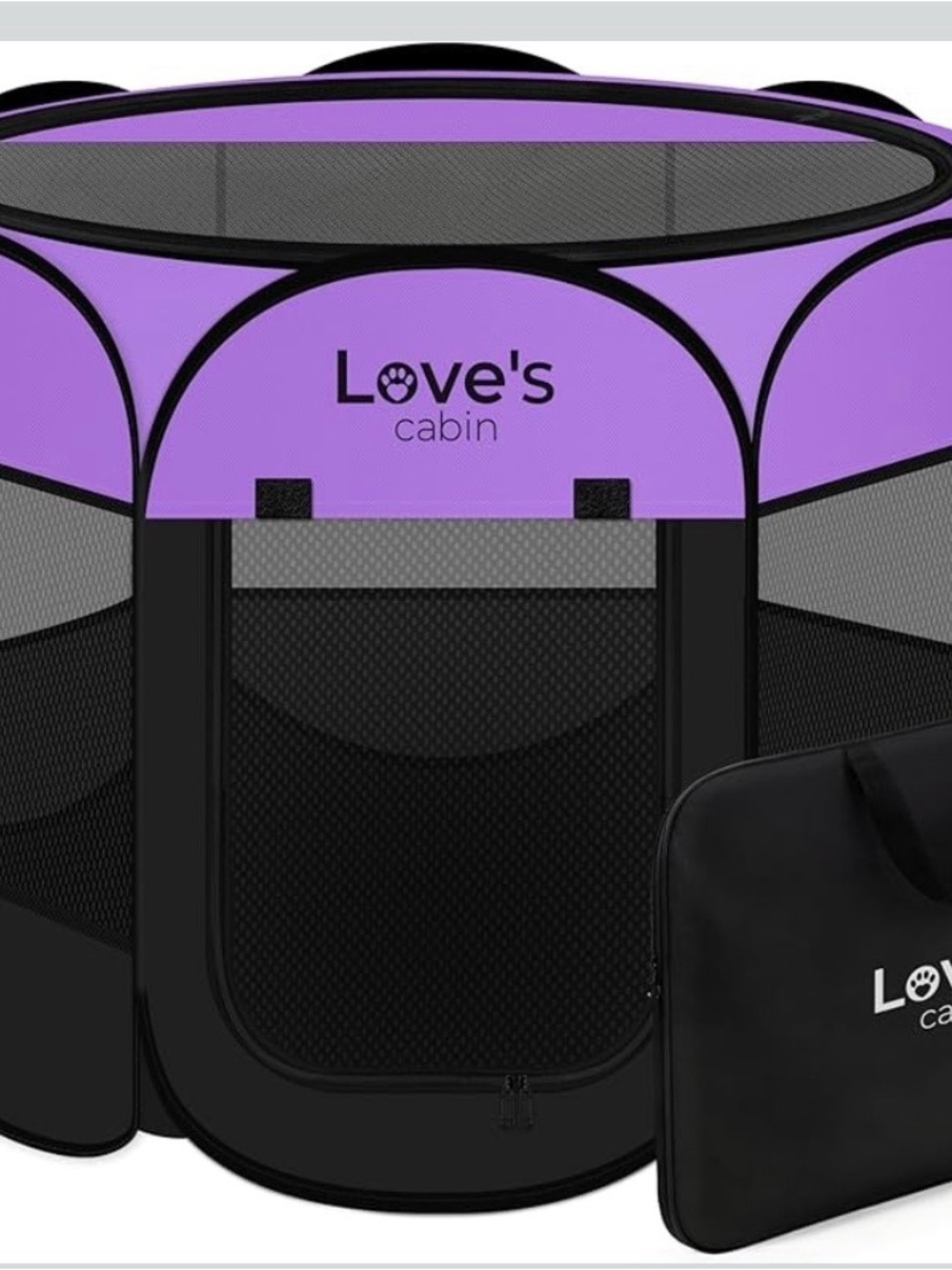 Love's Cabin Portable Playpen - Purple & Black